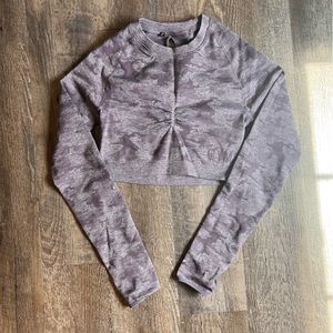 Gym Shark Purple Camo Crop
